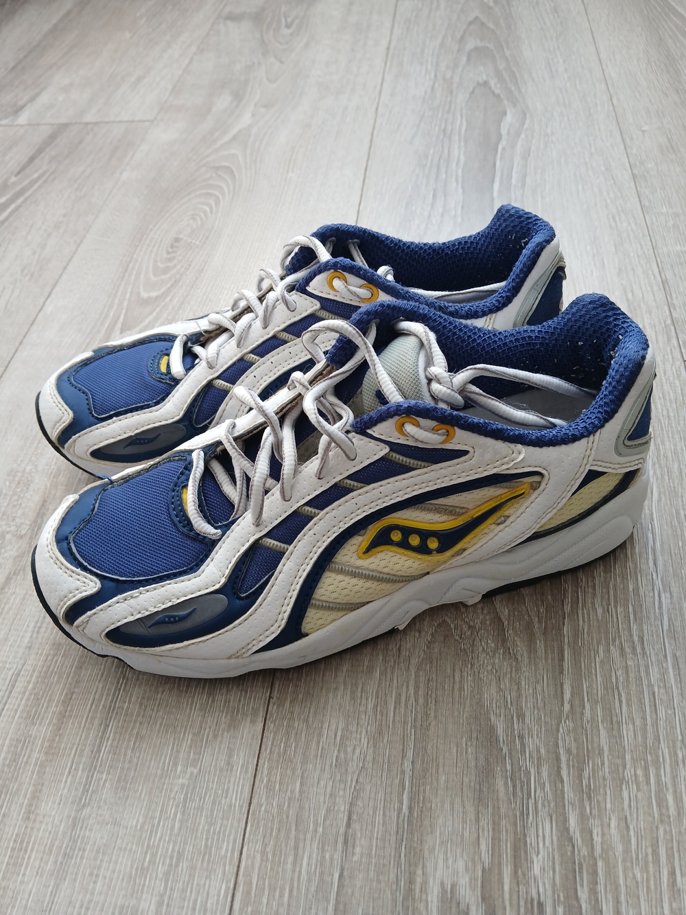 Saucony Grid Navy, White & Yellow Athletic Sneakers
